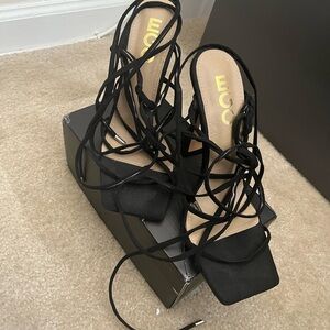 EGO Black Lace-Up Heels
